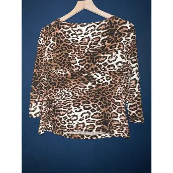 St.John for nordstrom cheetah print asymetrical blouse size med - Picture 4 of 4